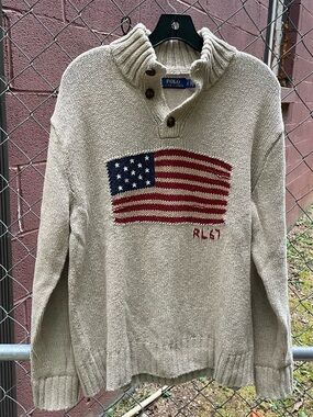 Polo Ralph Lauren America Big Flag Sweater Size Large